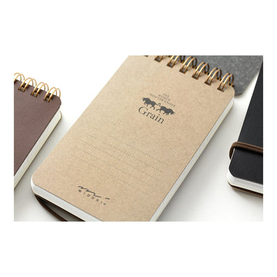 Midori Grain WM Ring Memo Pad - Black