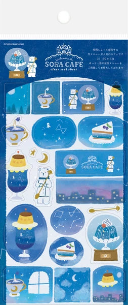 Clear Seal Sticker Sheet - SORA Cafe Midnight