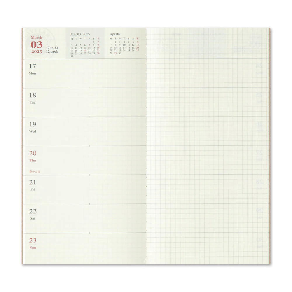 TN Traveler's Notebook - 2025 Weekly + Memo Refill (Regular Size)