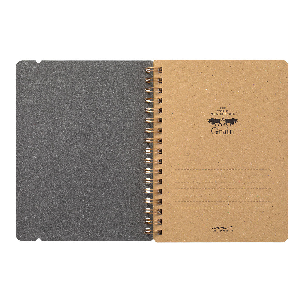 Midori Grain WM Ring B6 Notebook - Black