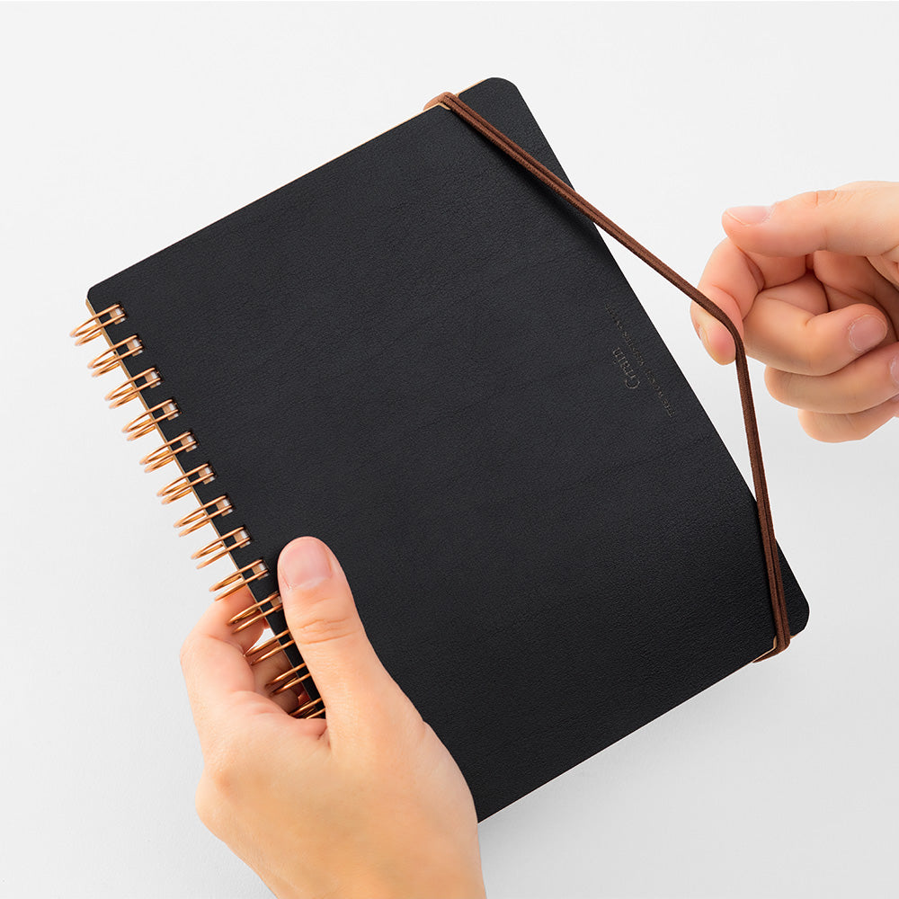 Midori Grain WM Ring B6 Notebook - Black