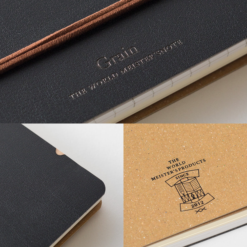 Midori Grain WM Ring B6 Notebook - Black