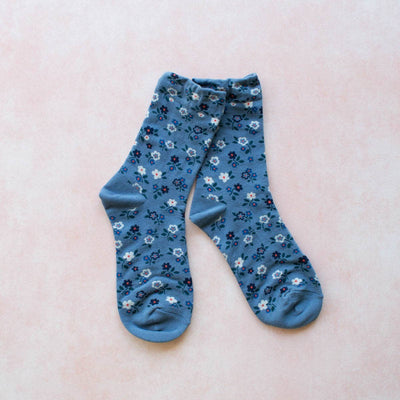 Garden Flower Socks: Blue