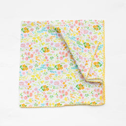Isabella Floral Cotton Scarf: Ivory/Lime