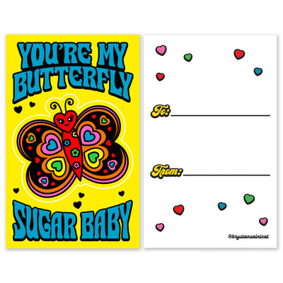 Butterfly Sugar Baby Valentine's Day Vinyl Sticker Card