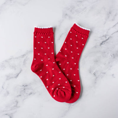 Always Lovely Casual Socks: Red/White Heart