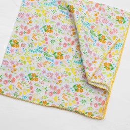 Isabella Floral Cotton Scarf: Ivory/Lime