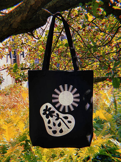 Sleeping Flower - Black Tote Bag
