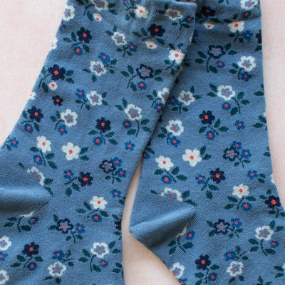 Garden Flower Socks: Blue