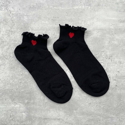 Ivory Red Heart Socks: Black