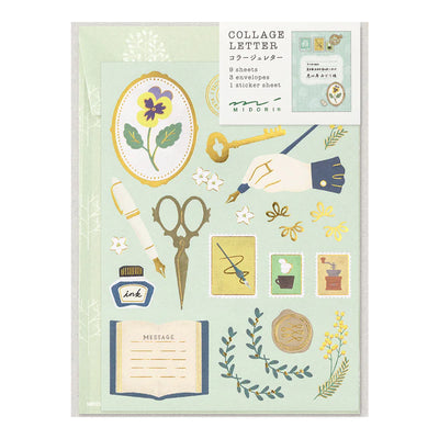 Letter Writing Set - Midori Collage - Stationery Pattern