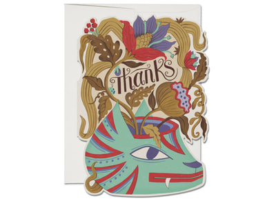 Cat Vase Die Cut Thank You Card