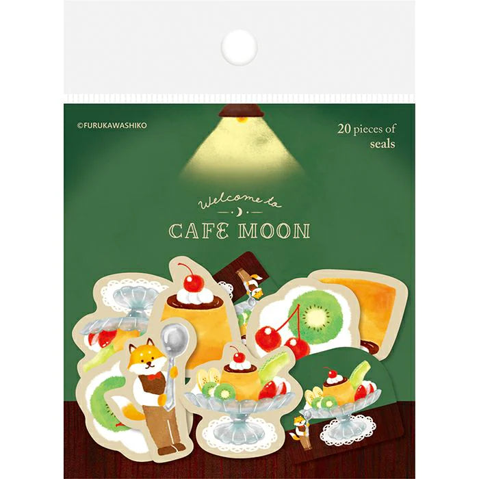 Furukawashiko Cafe Moon Sticker Flakes - Pudding
