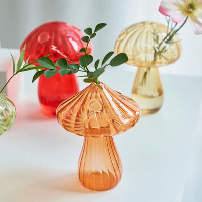 Mini Glass Mushroom Bud Vase / burnt umber