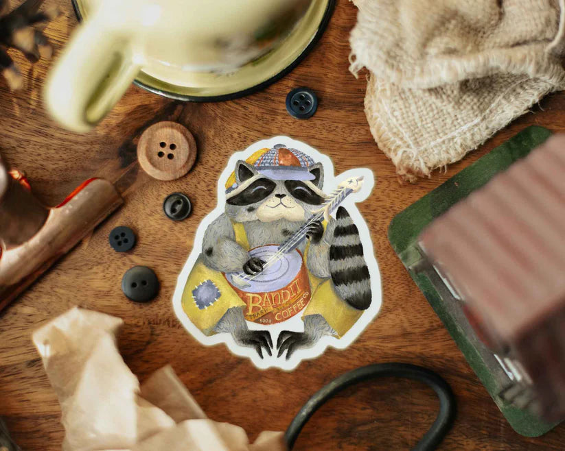 Tin Banjo Raccoon Sticker