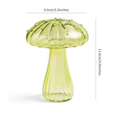 Mini Glass Mushroom Bud Vase / pale green