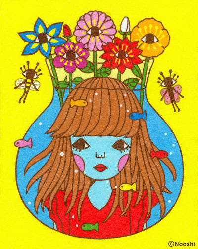 Naoshi Vase Eye Flowers - 8x10 Art Print