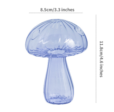 Mini Glass Mushroom Bud Vase / dusty blue