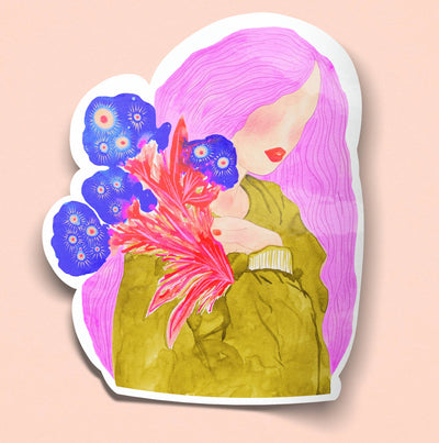 Pink Hair Don't Care Sticker
