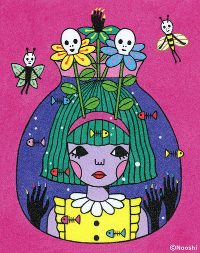 Naoshi Vase Spooky Flowers - 8x10 Art Print