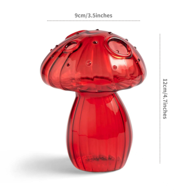 Mini Glass Mushroom Bud Vase / berry red